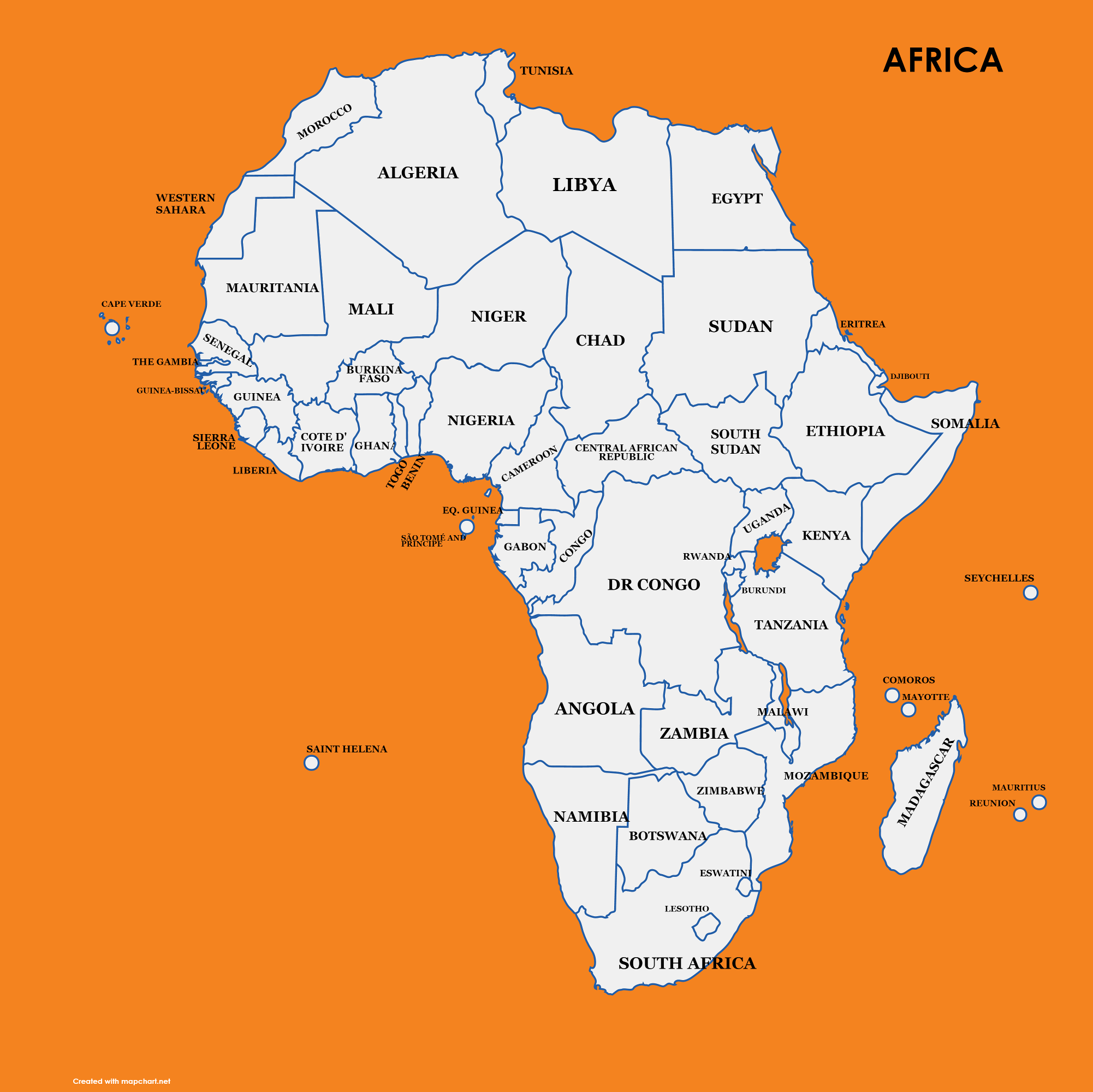 africa map with countries