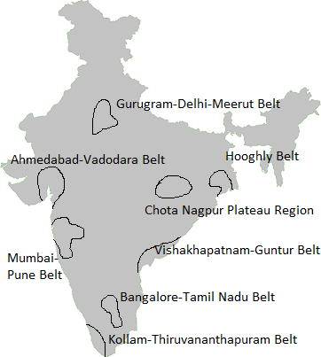 Major industrial regions of India